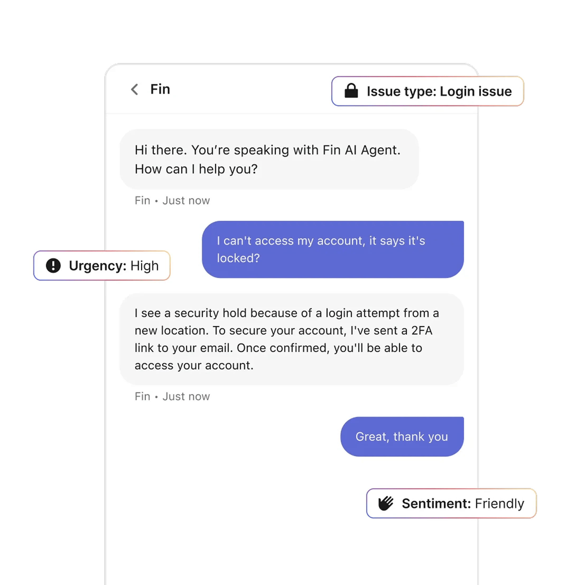 Fin detects key attributes in every conversation