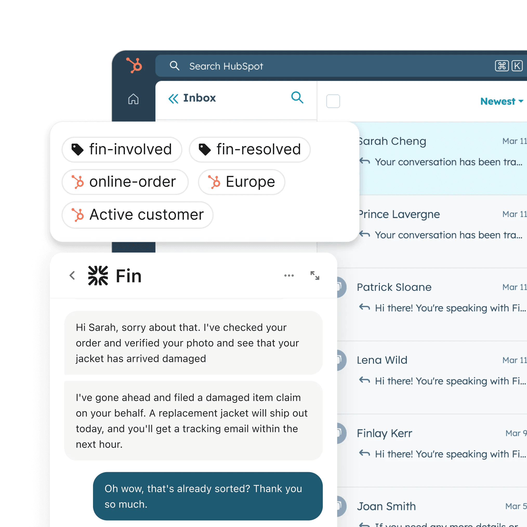Fin for HubSpot customer experience