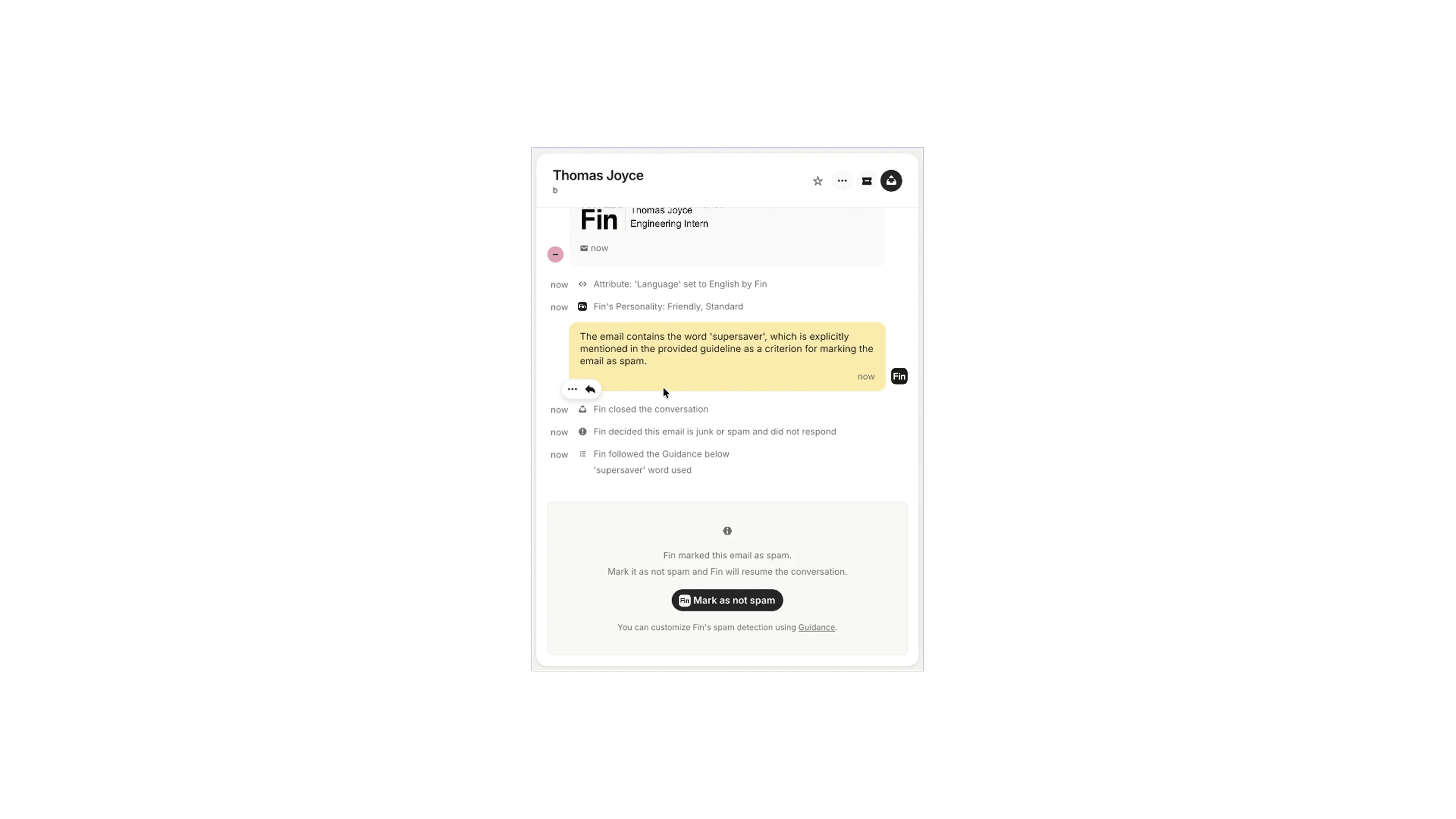 Spam inbox view