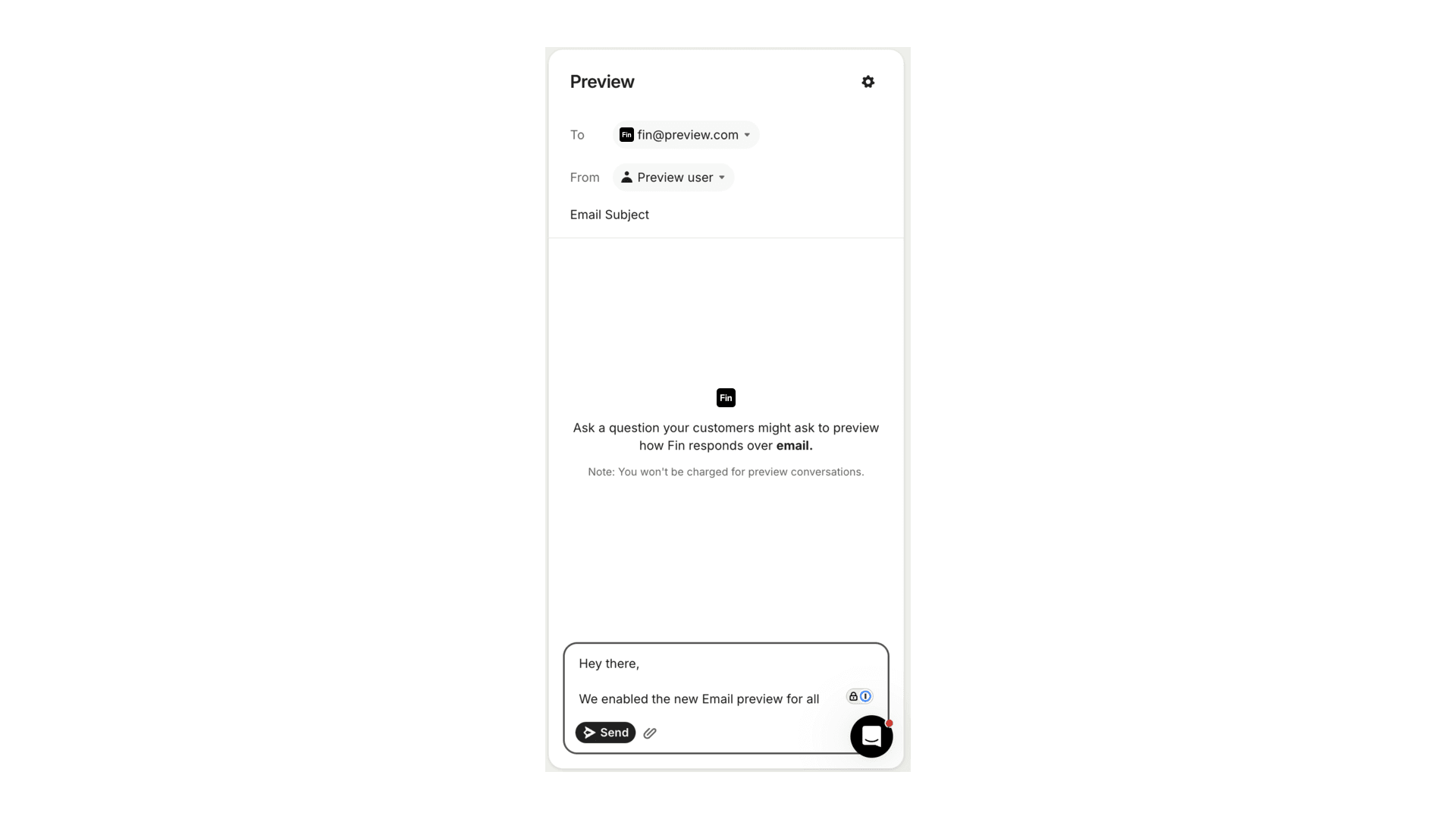 Fin over Email preview