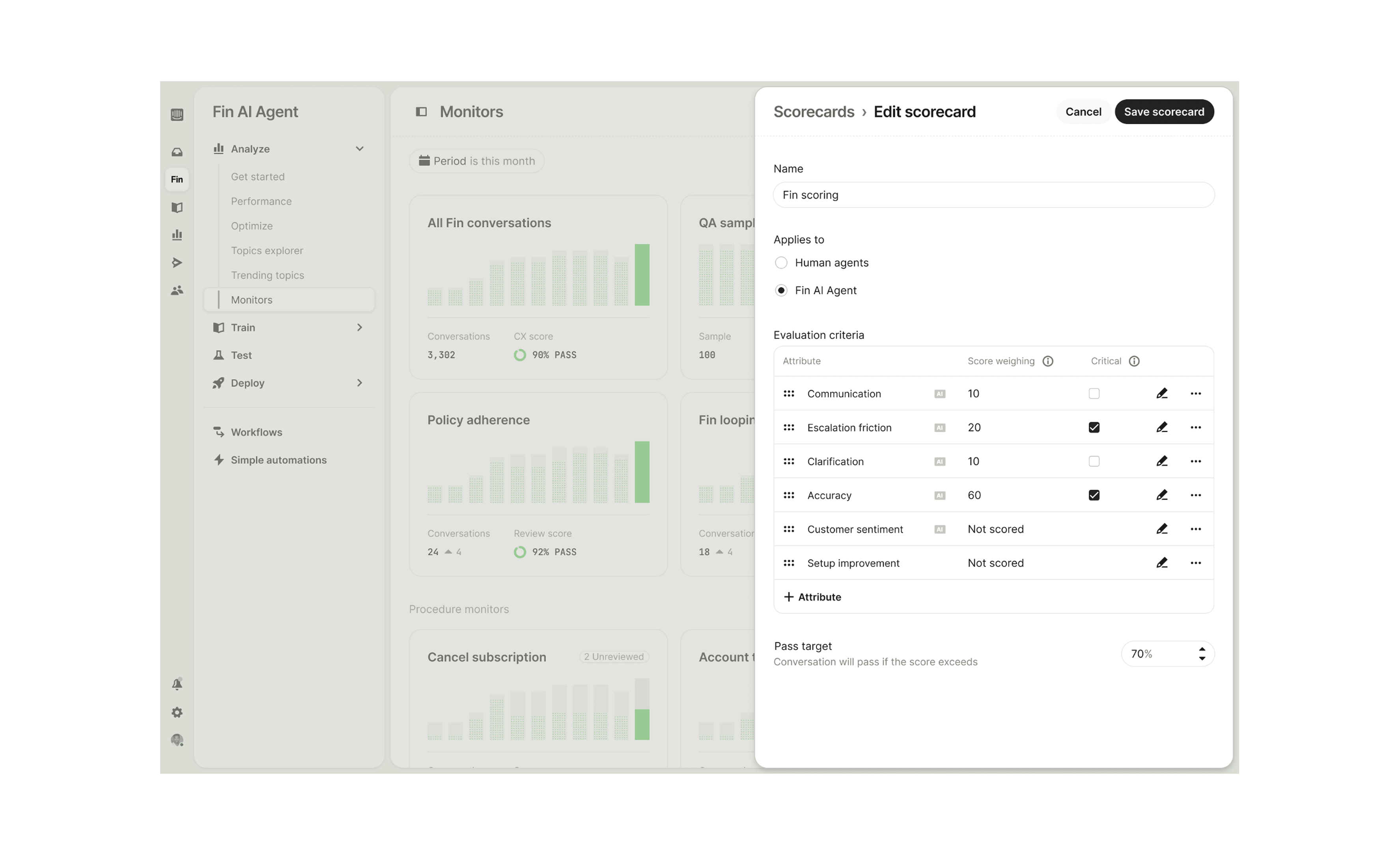 Monitors: Custom Scorecards