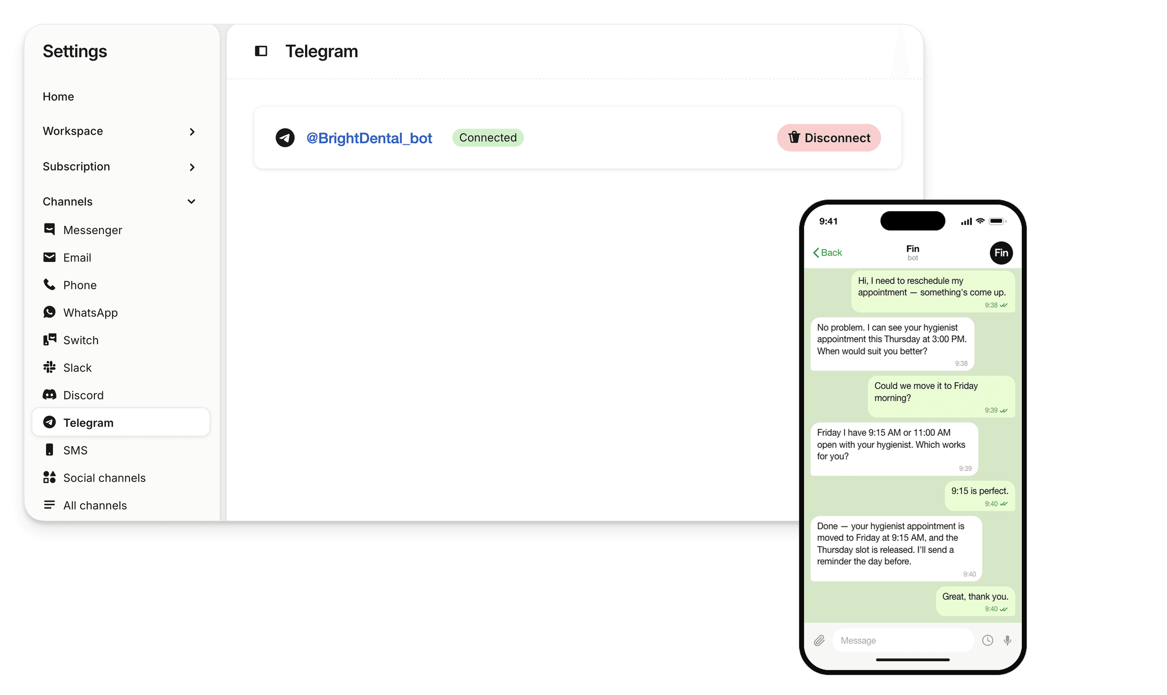 Fin over Telegram