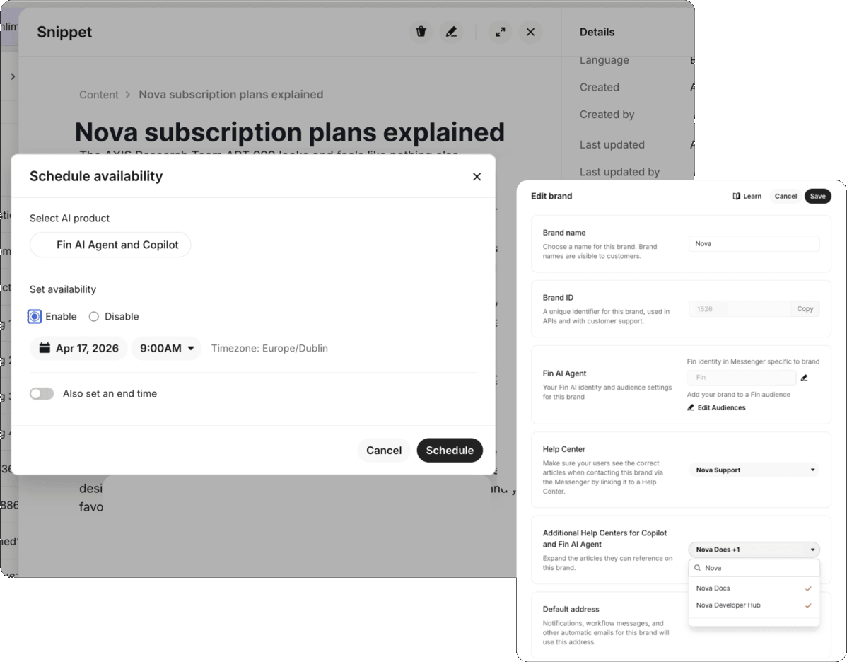 Multi-brand Help Centers and content scheduling